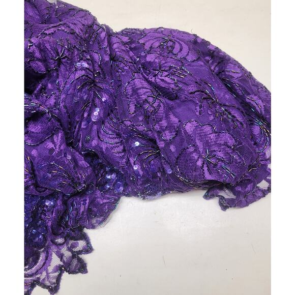 Vintage Judith Ann Plus 3X Purple Beaded Sequin 2pc Skirt Set Rayon - Picture 7 of 16